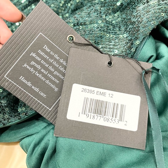 NWT IEENA FOR MAC DUGGAL 26395 Sequin Wrap Long Sleeve Evening Gown 12 - Picture 6 of 9